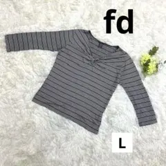 美品fleld/dream レディース七分袖　ボーダー柄　白×黒　L オンワード