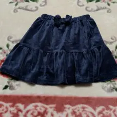 ネイビー ベルベット風 フリルスカート 100cm~