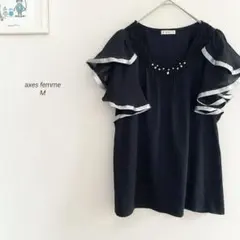axes femme シフォンフリル袖 トップス ブラック Mサイズx253のサムネイル
