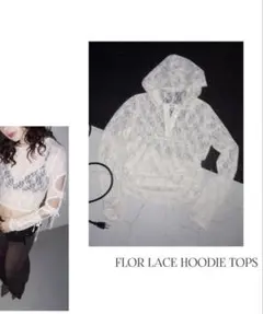 LAGUA GEM FLOR LACE HOODIE TOPS BLACKのサムネイル