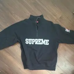 Supreme ハーフジップ スウェット デニム襟 ネイビー - メルカリ