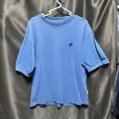 FILA フィラ Tシャツ Mサイズ ブルー バックロゴ 綿100%
