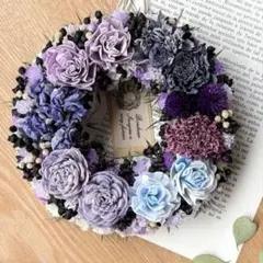 小ぶりで大人可愛い♡パープル系リース　ドライフラワーリース　母の日