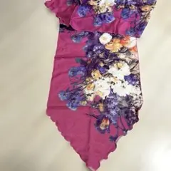 花柄紫色ストール・ショール 日本製　スカーフリング