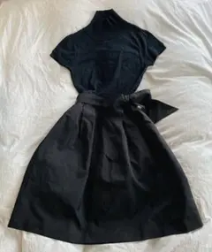 【REPLETE】ブラックハイネックワンピース　半袖　Ｍサイズ