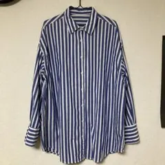 GU 青と白のストライプ 長袖シャツ　XL