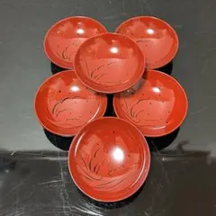 波蒔絵朱盃6客　茶道具懐石鵬雲斎坐忘斎淡々斎即中斎棗水指茶杓水屋茶碗釜而妙斎