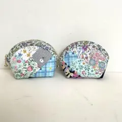 ハンドメイド　パッチワーク　ミニポーチ　2個セット17