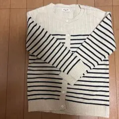 アイボリー/ネイビー ストライプ カーディガン