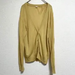 UNIQLO ユニクロ カーディガン イエロー L 薄手 Vネック 春夏