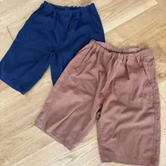 無印良品　MUJI ハーフパンツ2枚セット　ネイビー ブラウン半ズボン140cm