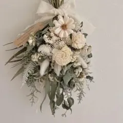 Natural＊ふわふわホワイトスワッグ♡ドライフラワースワッグ - メルカリ