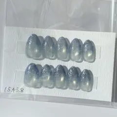 ネイルチップ　アーモンド　15458 くすみブルー　マグネット　グラデーション