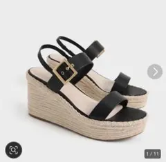 CHARLES &KEITHバックルエスパドリー ユウェッジサンダル 25cmのサムネイル