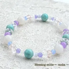 ✴️光のマンダラ✴️アマゾナイト ムーンストーン カルセドニー天然石ブレスレット
