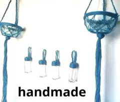 handmade✿フラワーベースandハンガー✿花瓶✿ブルー✿器付き