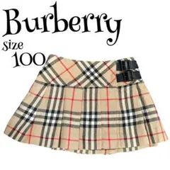 【高級】BURBERRY プリーツスカート ミニ ノバチェック レザー 100