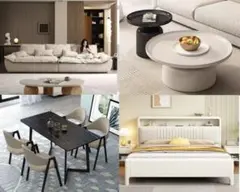 家具フルセット（ダイニングセット＋ソファ＋ベッド&マットレス＋コーヒーテーブル）