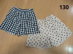 BlackCloset♡キッズ 半ズボン 2枚 チェック柄 水玉　リネン混パンツ