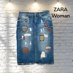 ZARA Woman デニムスカート タイト ひざ丈