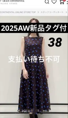 新品[グレースコンチネンタル　25AW バイカラーレースワンピース　38