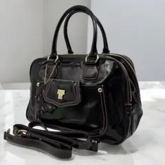 アナスイ エナメル 2WAY ダブルジップ ショルダー ブラック ゴールドのサムネイル