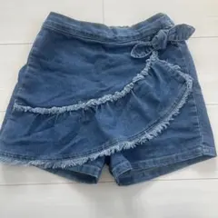 フリル付きデニムショートパンツ