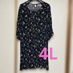 花柄 チュニック 五分袖　ワンピース　4Lサイズ