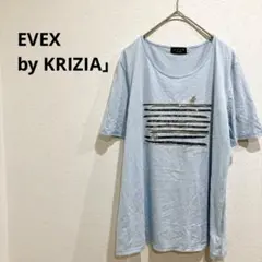 エヴェックスバイクリツィア Tシャツ 水色 フロントデザイン 綿混 42のサムネイル