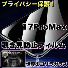 プライバシー保護！【iPhone17ProMax】覗き見防止ゴリラガラスフィルム
