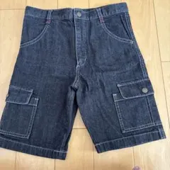 コムサイズム 130cm デニム カーゴハーフパンツ 【ブラックデニム】