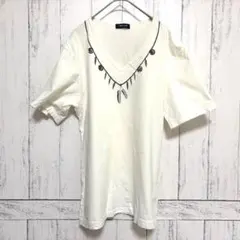 COMME CA ISM 半袖Tシャツ L 刺繍デザイン 綿100％　コムサ