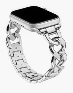 Apple Watch バンド チェーン風 シルバー 高見え 可愛い