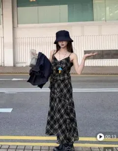 SHEIN チェックキャミワンピース