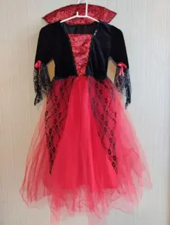 女の子 ハロウィン コスプレ 魔女 赤黒 ドレス １５０