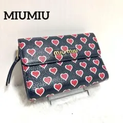 MIUMIU 美品✨️マドラス5ML014三つ折り財布限定モデル ハート ブラック
