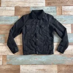 ZARAMAN ボア襟付きブラックデニムジャケット