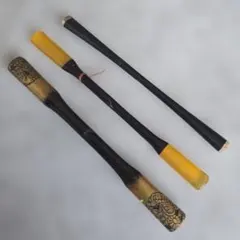 アンティーク　笄　3本セット　金蒔絵　簪　⑧　工芸　螺鈿　骨董　江戸　明治　着物