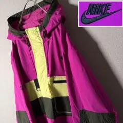 希少2XL★NIKE ナイキ ハーフジップ ナイロンジャケット 刺繍 デカロゴ