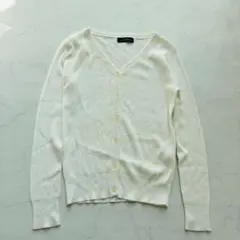 UNITEDARROWS カーディガン 白 リブ M相当（F257）のサムネイル