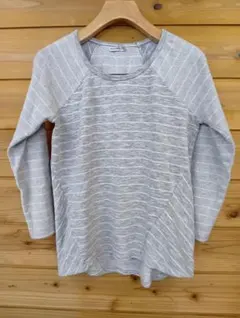 古着　Hannah ストライプ 長袖Tシャツ グレー