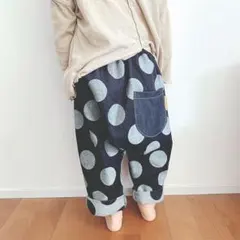 『大きなドット』児島デニムのサルエルパンツ