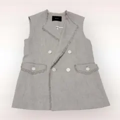 美品✨ アルアバイル スラブツイード フリンジ ジレ ベスト 2 ベージュ 春