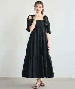 LILLIAN CARATショルダーリボンオフショルフリルワンピース