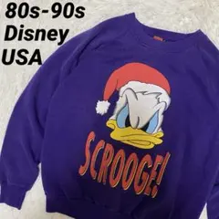 【ディズニー】スウェット　ドナルド　クリスマス　USA製　パープル　ユニセックス