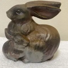 備前焼　うさぎの置き物