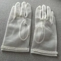 ショートウェディンググローブ パール付き