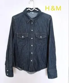 H&M デニムシャツ　濃ブルー