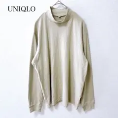 ユニクロ フリース ハイネック カットソー (M) ベージュ レイヤード 長袖