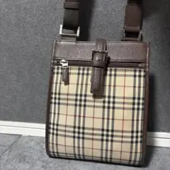 BURBERRY LONDON ショルダーバッグ ノバチェック レザー ブラウン 